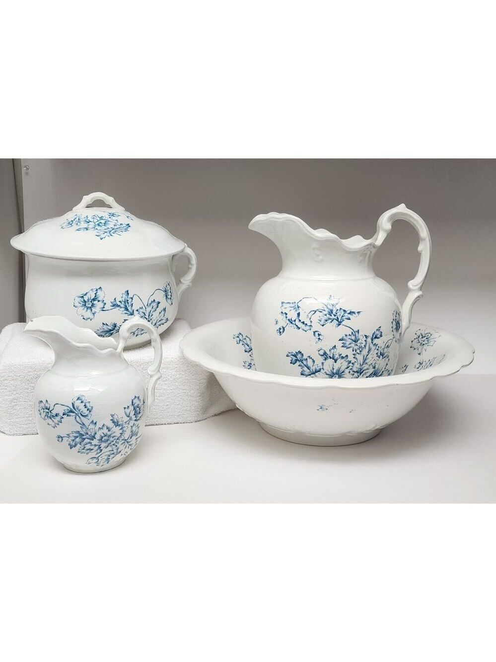 Warranted England Antique 1940s 5pc Pitcher/ Basin Wash Set Super Rare Find